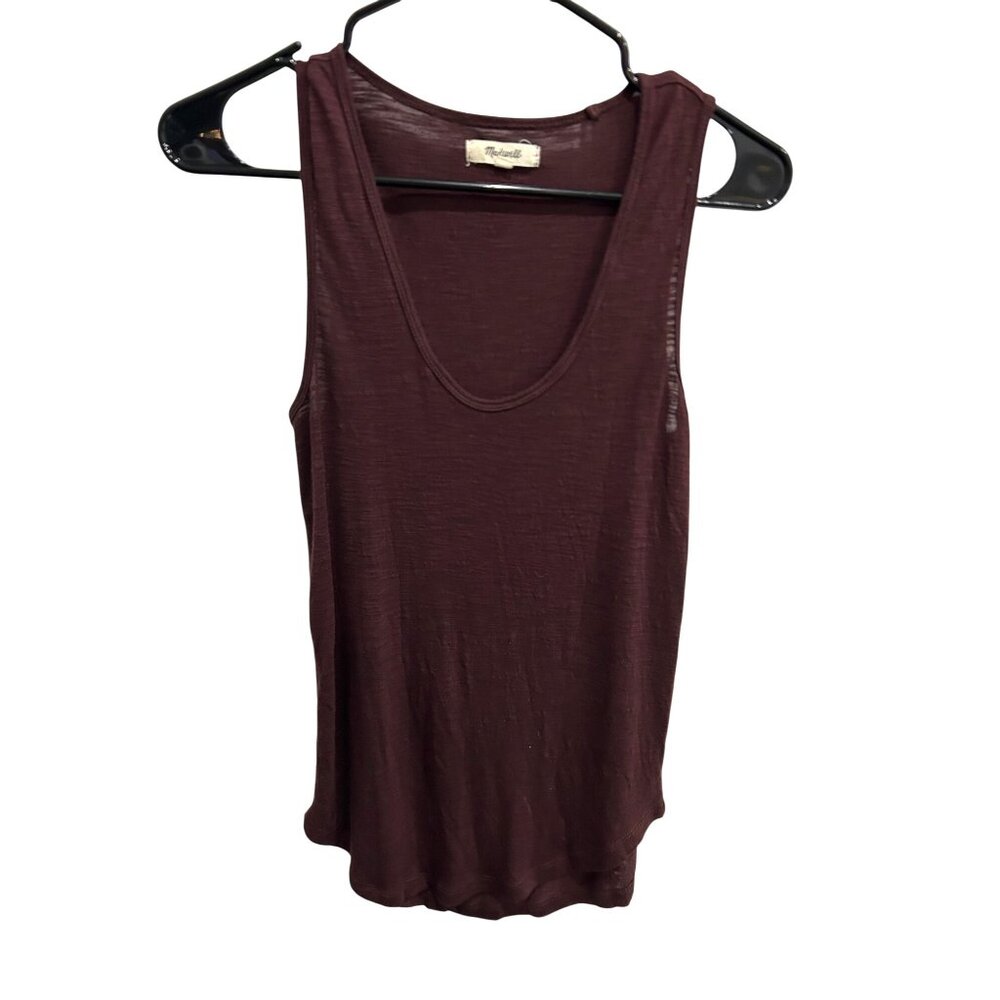 Madewell Womens Burgundy Scoop Neck Tank Top Sz XXS Lightweight